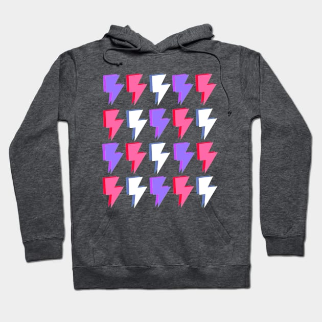 Purple, Pink and Red Lightning Bolts Pattern Hoodie by OneThreeSix